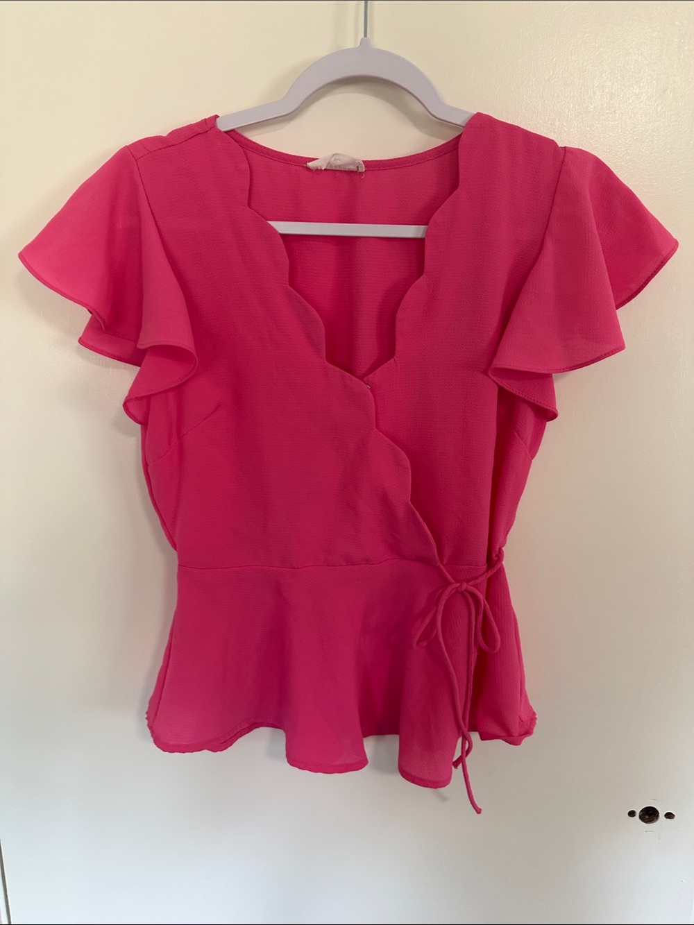 Blu Pepper Hot Pink Wrap Peplum Blouse Size Medium